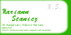 mariann stanicz business card