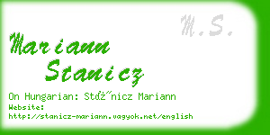 mariann stanicz business card